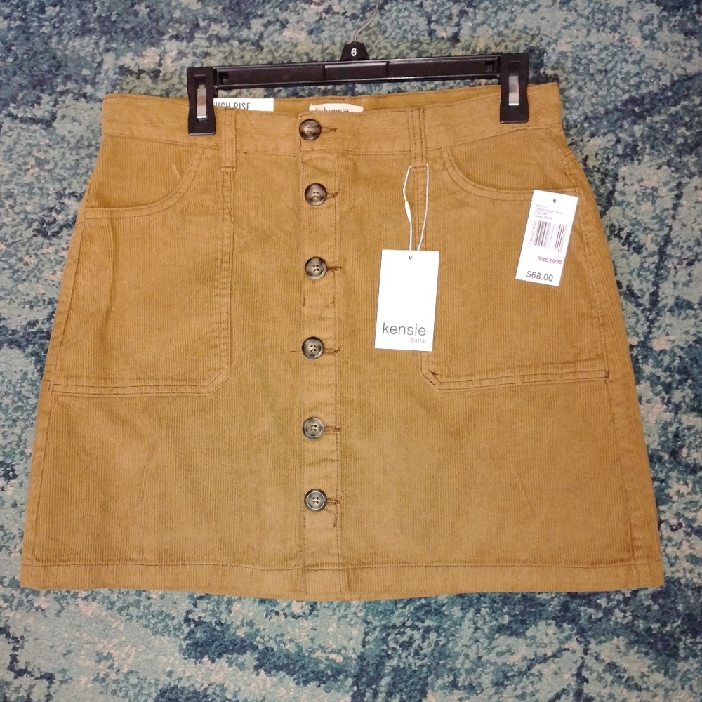 Kensie Tan Button-Front High-rise Skirt
